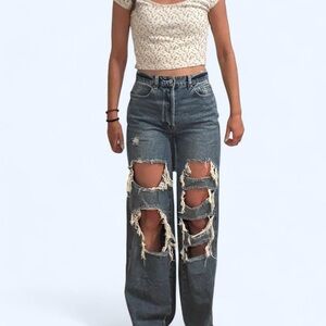Women's Distressed Blue Jeans